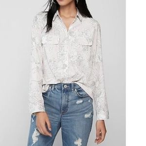 Express Silky Floral Striped City Shirt